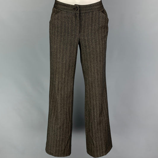 DOLCE & GABBANA Size 6 Brown Red Virgin Wool Blend Herringbone Dress Pants