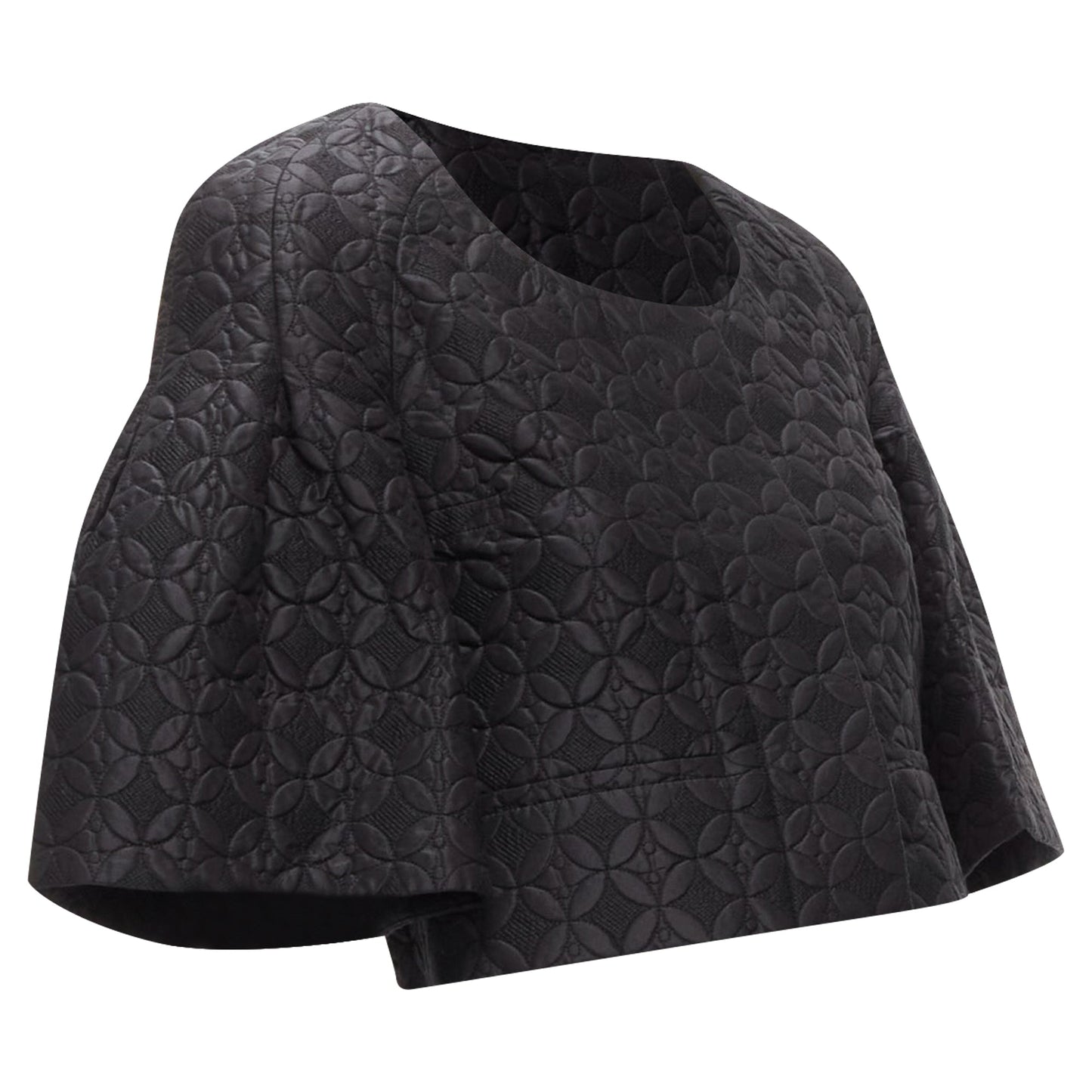 Chloe floral jacquard bell sleeve round neck cropped jacket