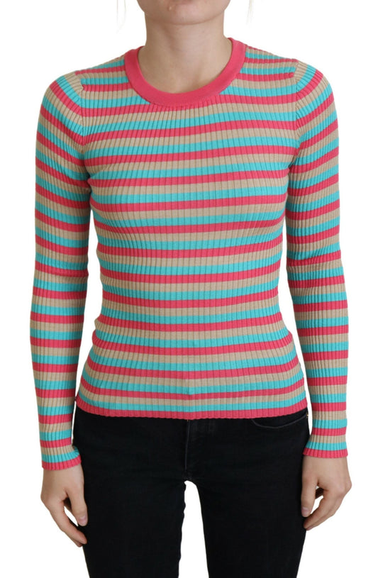 Dolce & Gabbana Multicolor Crewneck Pullover Silk Women's Sweater