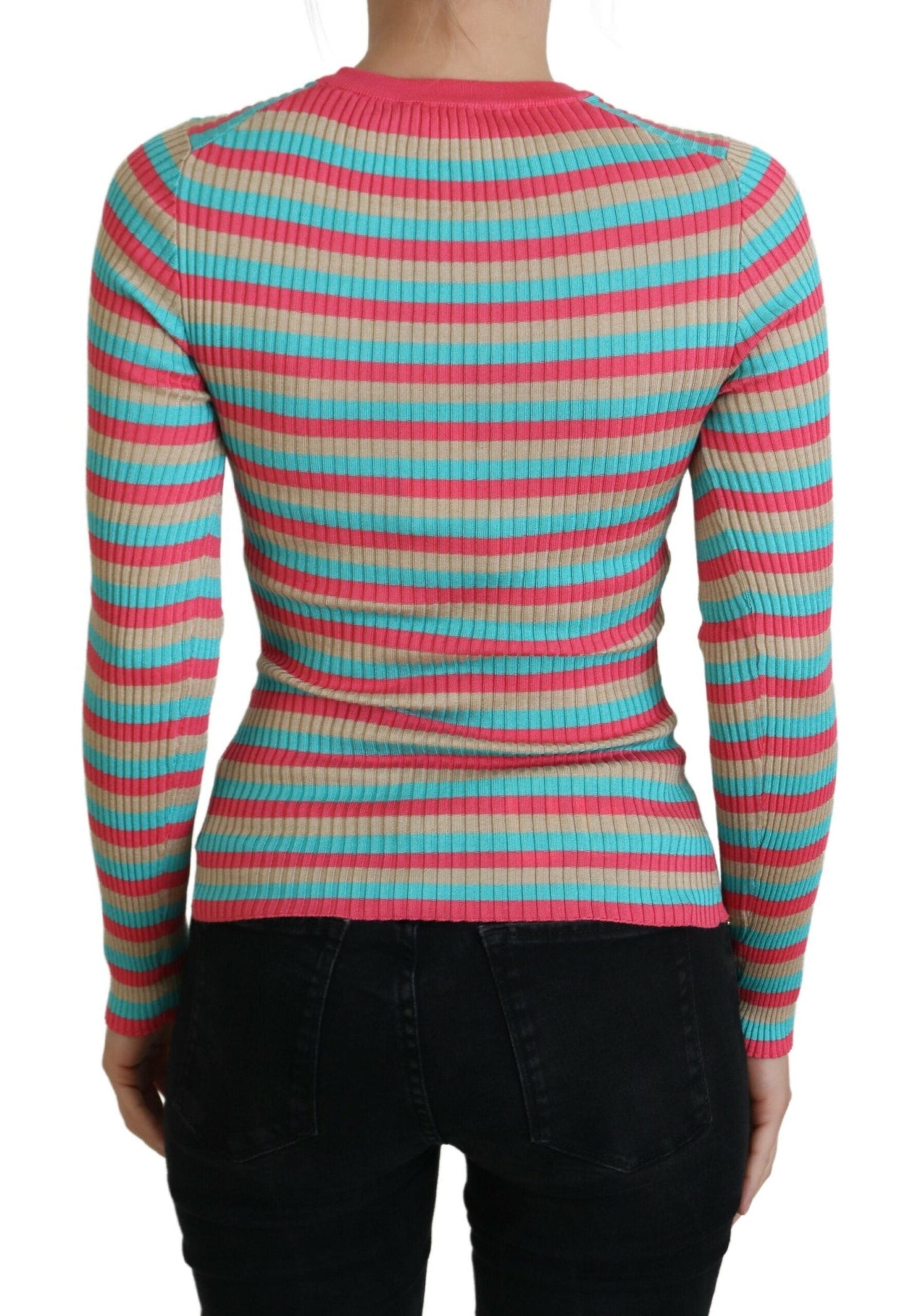 Dolce & Gabbana Multicolor Crewneck Pullover Silk Women's Sweater