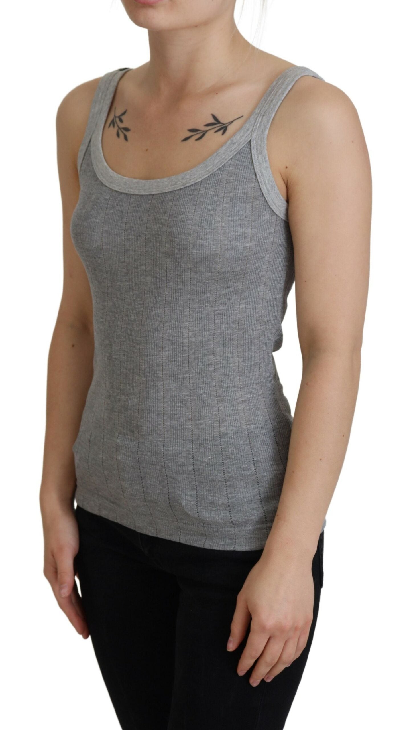 Dolce & Gabbana Gray Cotton Modal Canotta Tank Top Women's T-shirt