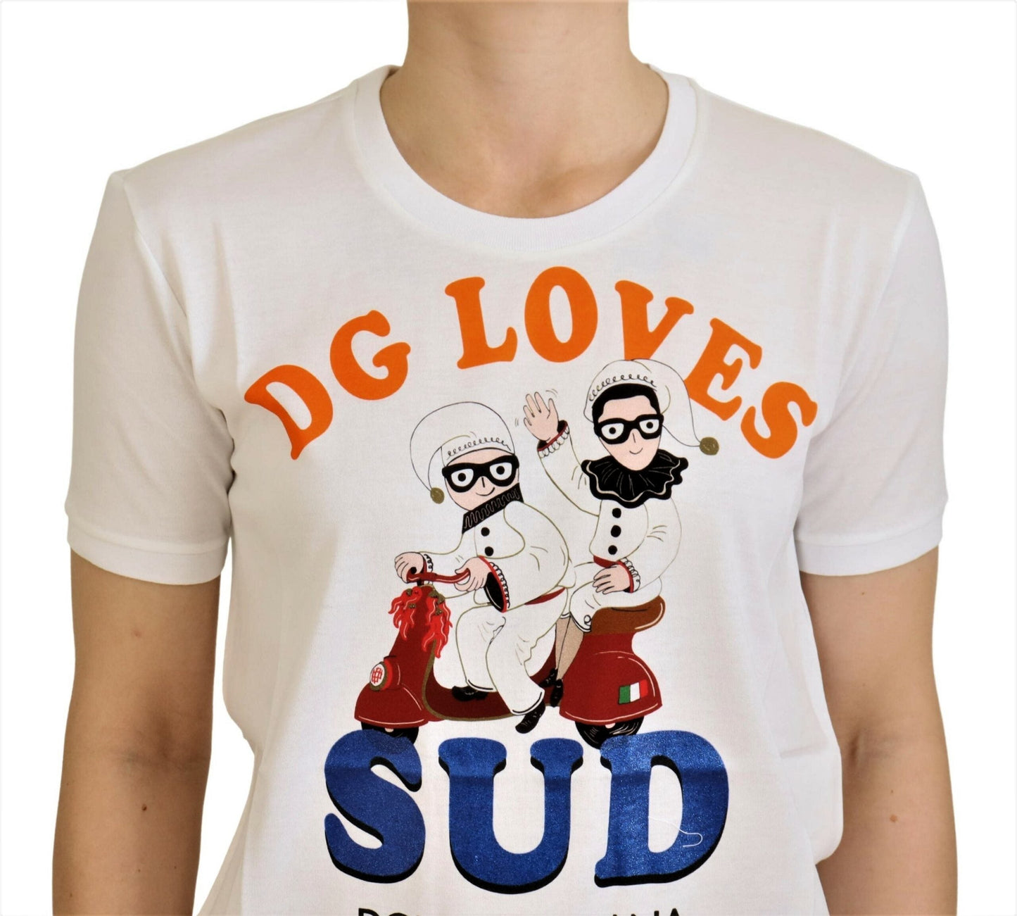 Dolce & Gabbana White Cotton DG Loves SUD  Women's T-shirt