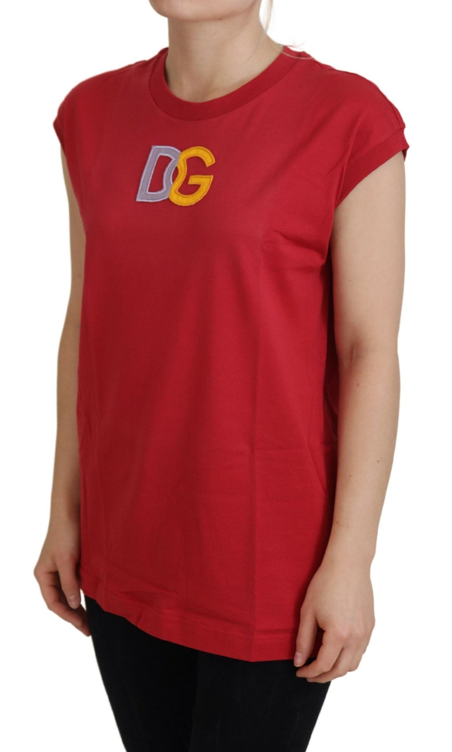 Dolce & Gabbana Red Cotton DG Logo Tank Top Women's T-shirt