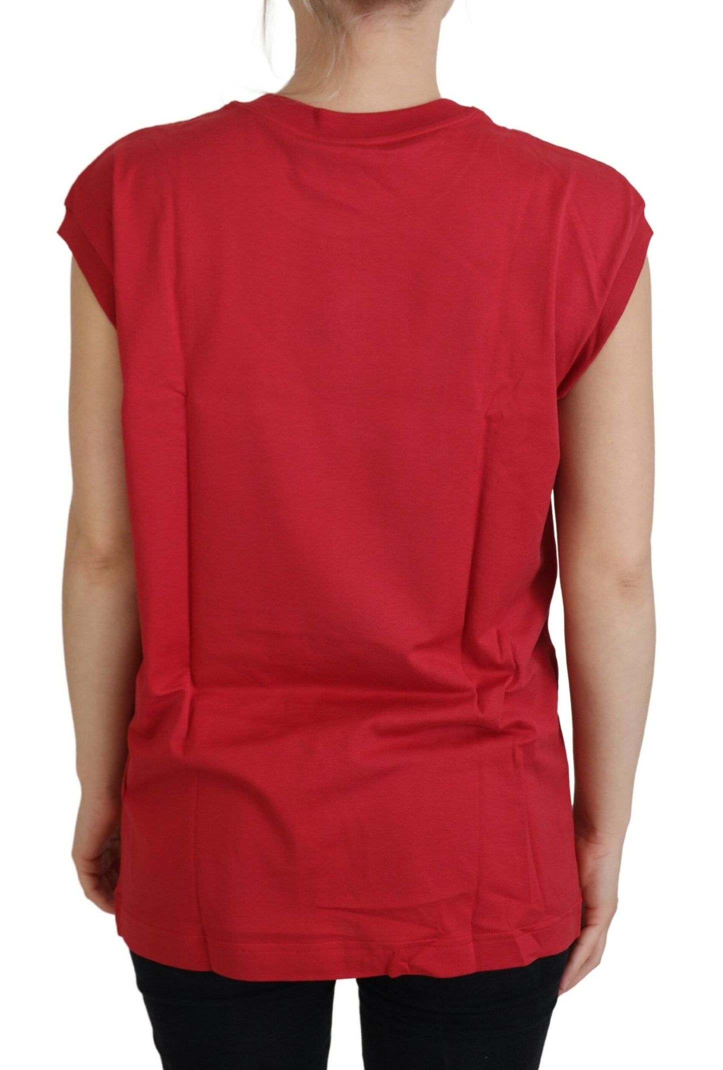 Dolce & Gabbana Red Cotton DG Logo Tank Top Women's T-shirt