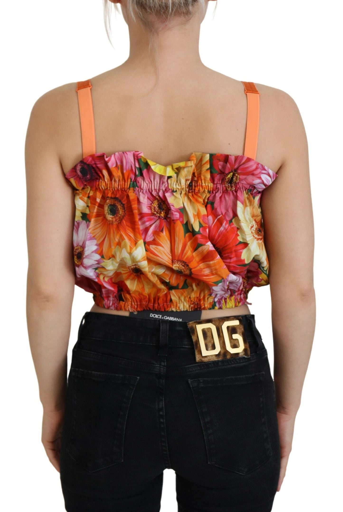 Dolce & Gabbana Blouse Cropped Floral Cotton Tank Women's Top