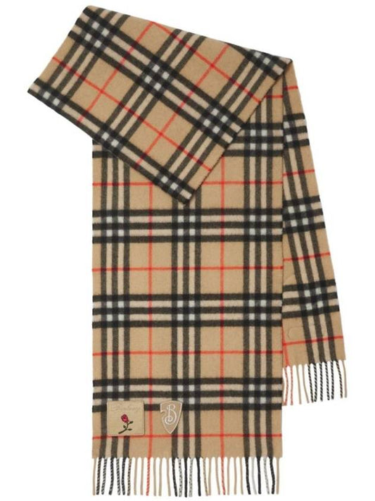 Burberry Badge Check Cashmere Scarf Sand