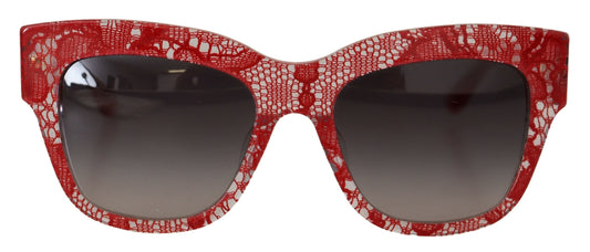 Dolce & Gabbana Red DG4231F Lace Acetate Rectangle Shades Women's Sunglasses