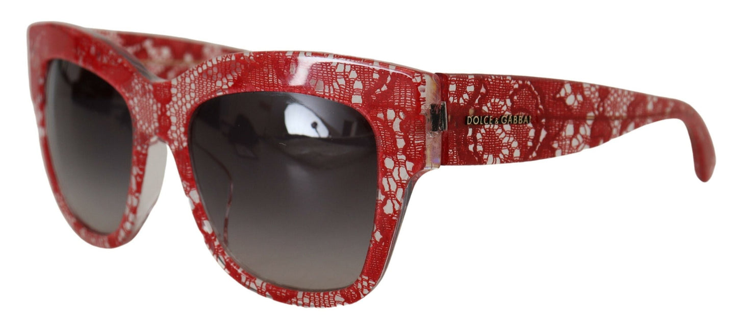 Dolce & Gabbana Red DG4231F Lace Acetate Rectangle Shades Women's Sunglasses