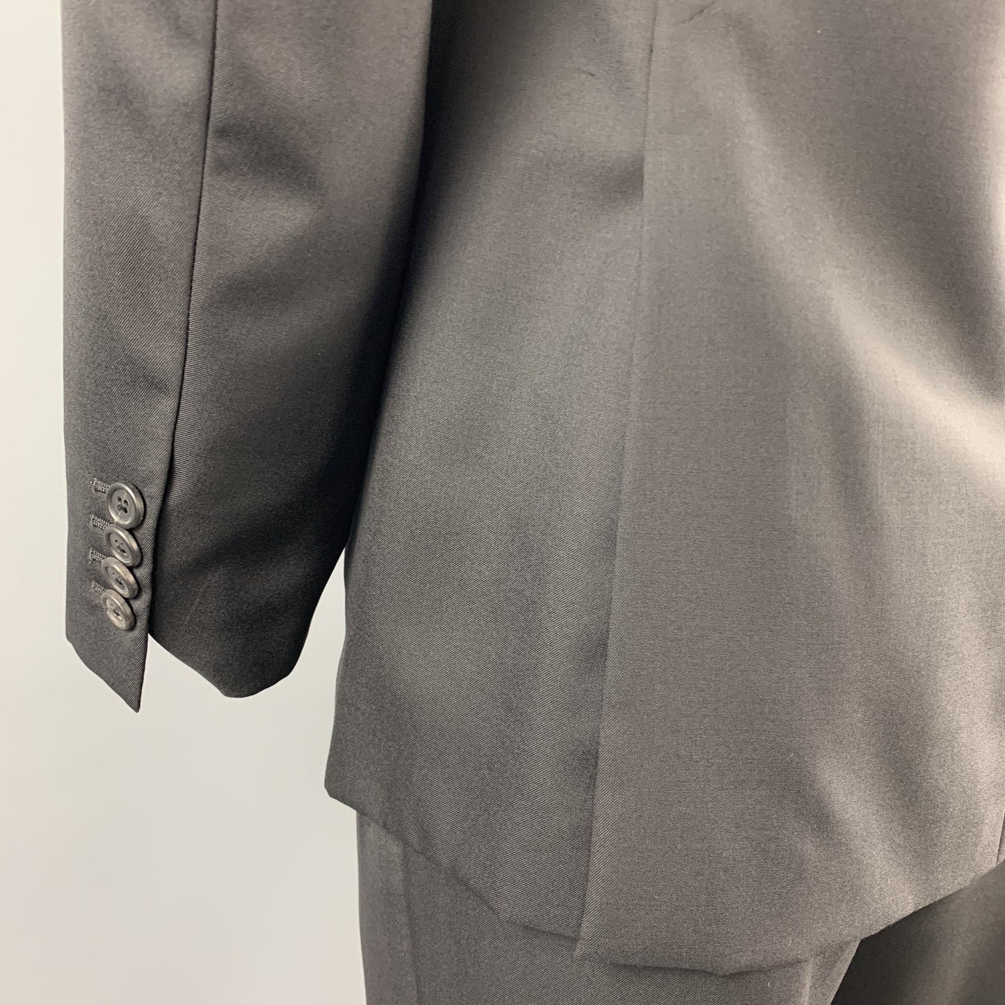 PRADA 40 Regular Black Wool / Silk Notch Lapel Suit