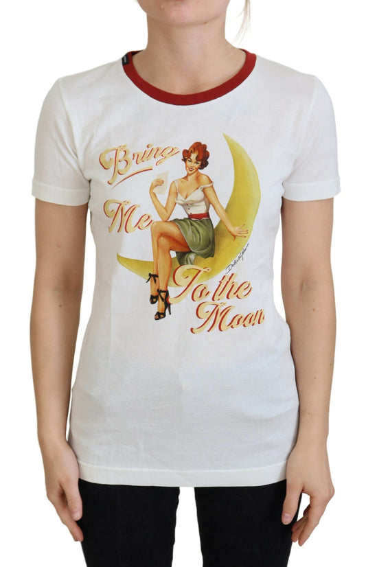 Dolce & Gabbana White Printed Short Sleeves Pullover Women's Top