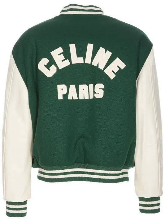 CELINE Teddy Bomber Jacket Loose Bi Matiere Green