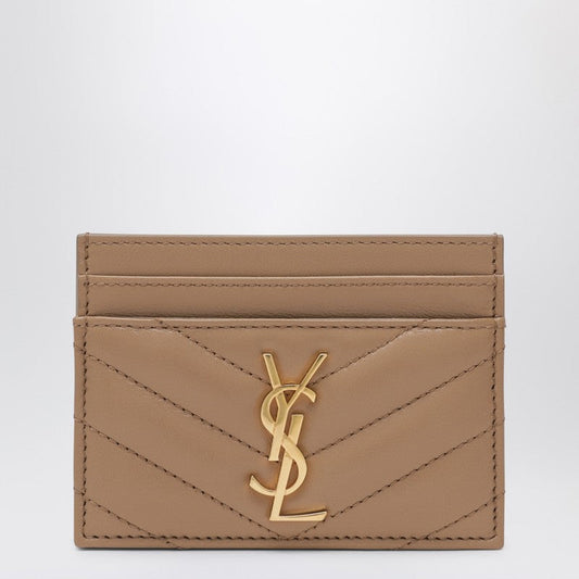 Saint Laurent Cassandre Card Holder Beige Women