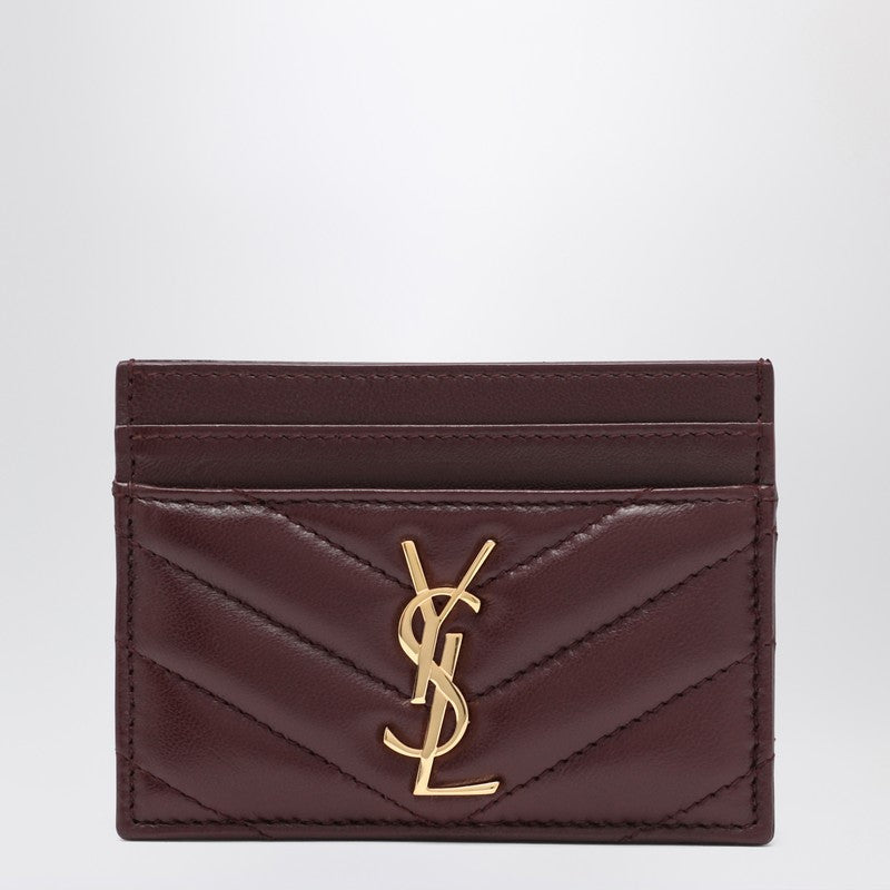 Saint Laurent Bordeaux Cassandre Card Holder Women