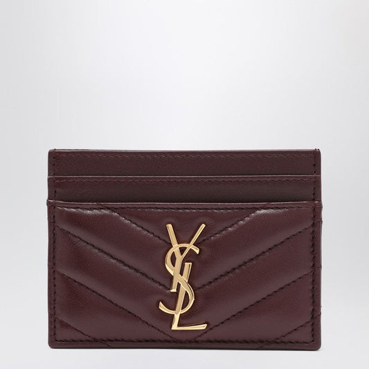 Saint Laurent Bordeaux Cassandre Card Holder Women