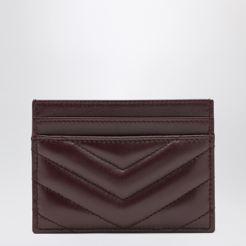 Saint Laurent Bordeaux Cassandre Card Holder Women