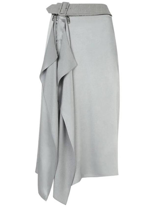 Fendi Satin Midi A-Line Skirt Grey
