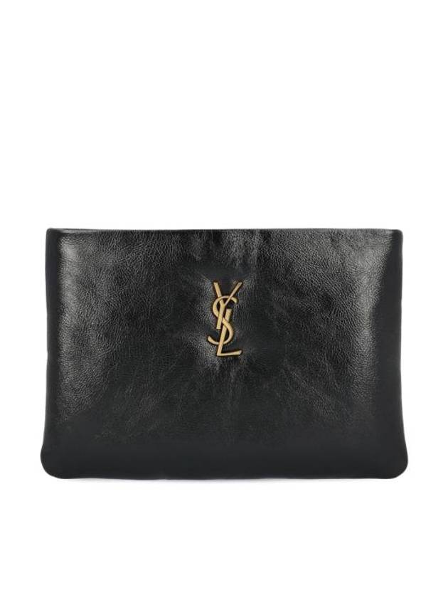 Saint Laurent Logo Plaque Clutch Bag Black
