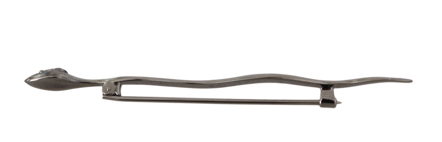 Dolce & Gabbana Silver Brass Crystal Spilla Serpente Brooch Women's Pin