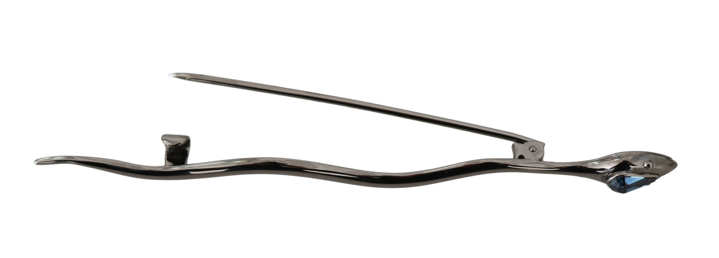 Dolce & Gabbana Silver Brass Crystal Spilla Serpente Brooch Women's Pin