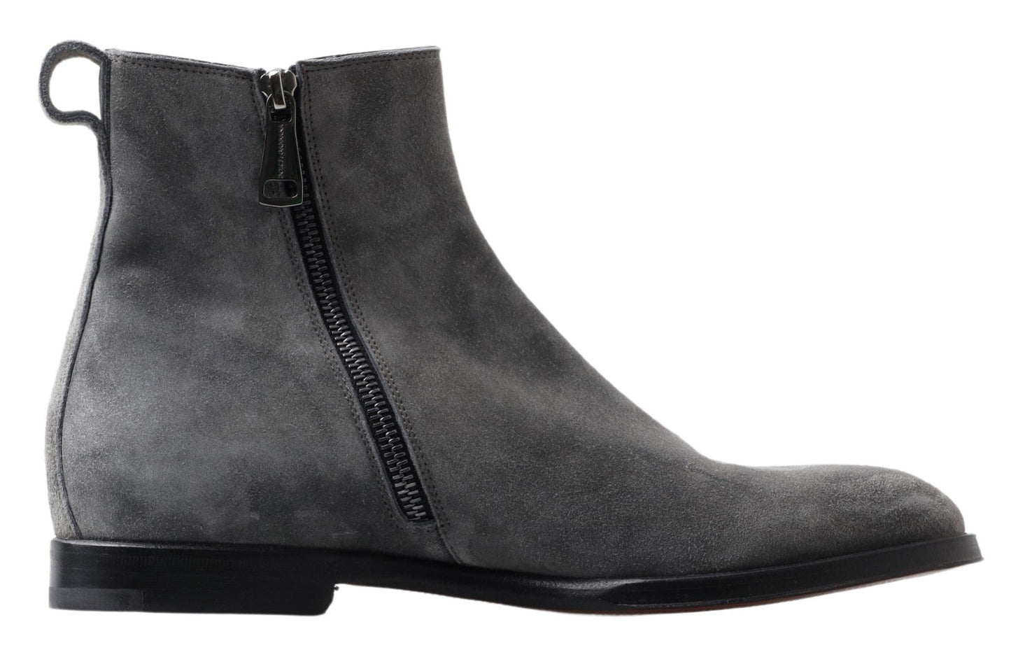 Dolce & Gabbana Gray Leather Men Ankle Boots Men's Shoes