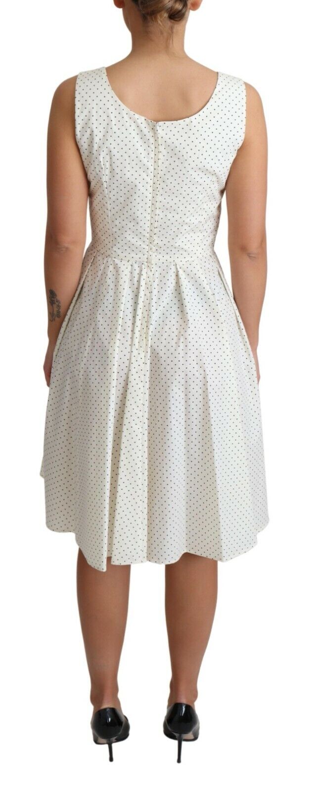 Dolce & Gabbana White Polka Dotted Cotton A-Line Women's Dress