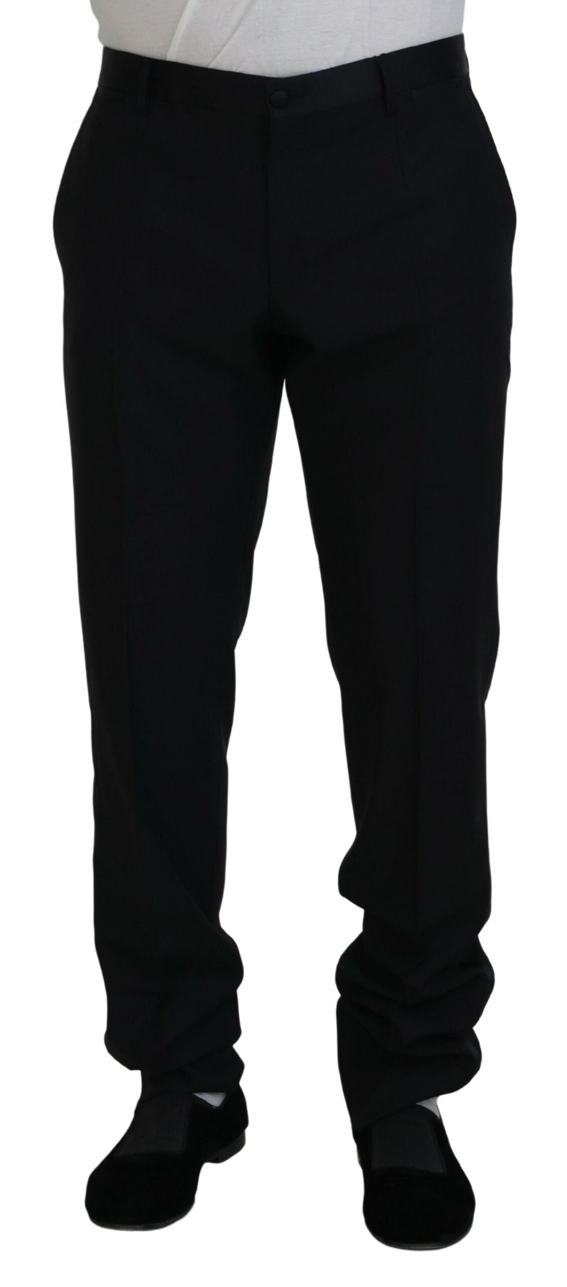 Dolce & Gabbana Black Dress Wool Silk Trouser Men's Pants