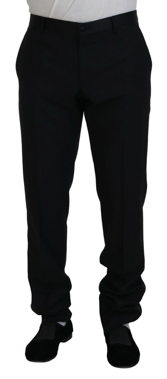 Dolce & Gabbana Black Dress Wool Silk Trouser Men's Pants