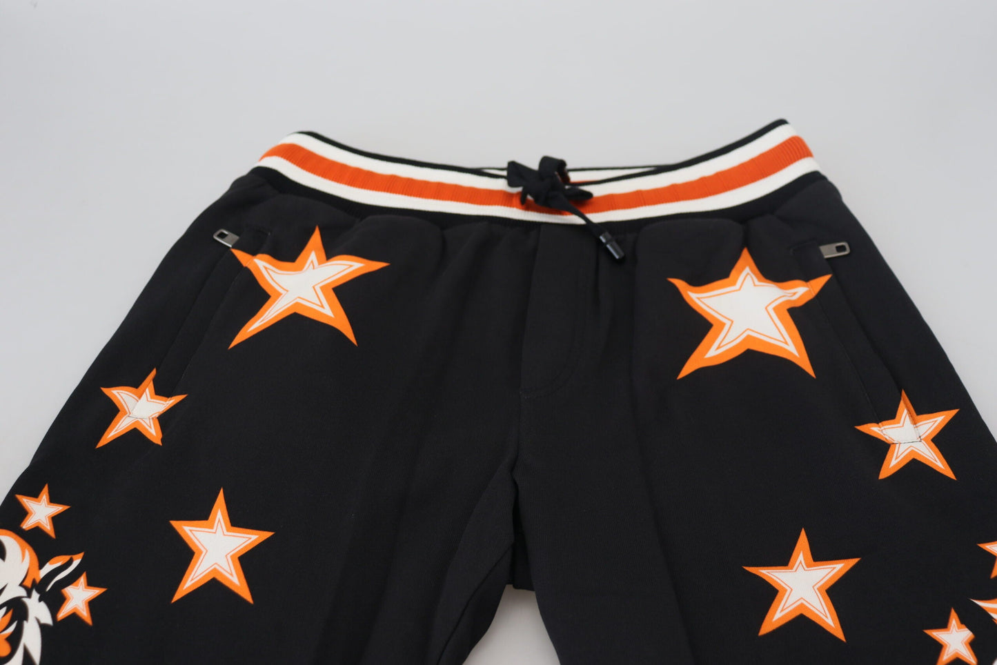 Dolce & Gabbana Black Orange Star Trousers Sport Men's Pants
