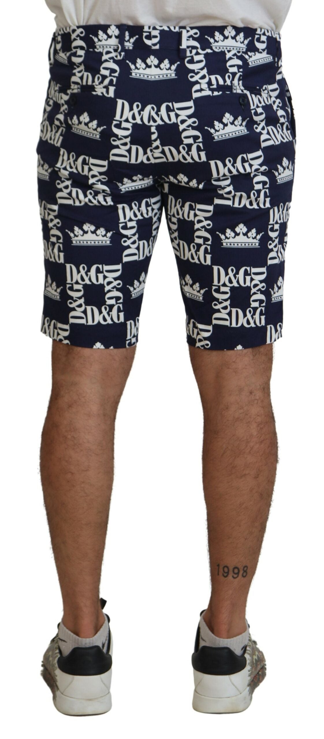 Dolce & Gabbana Blue Logo Print Cotton Chinos Men's Shorts