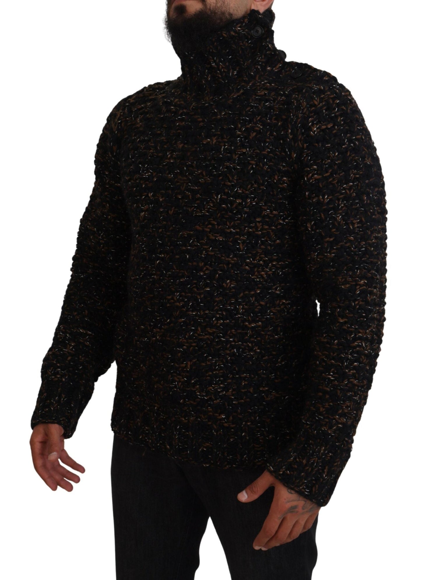 Dolce & Gabbana Brown Fatto A Mano Turtleneck Pullover Men's Sweater