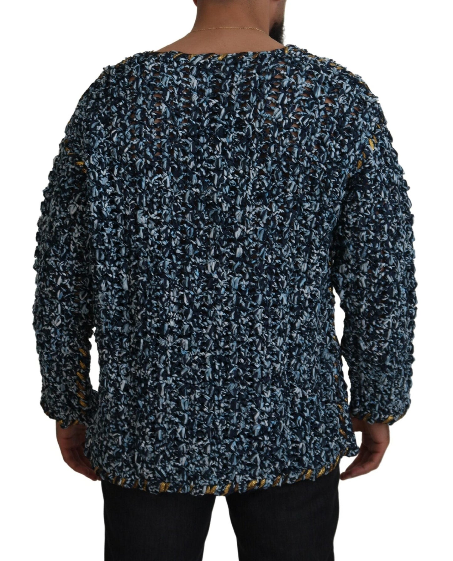 Dolce & Gabbana Blue Button Cardigan Fatto A Mano Men's Sweater