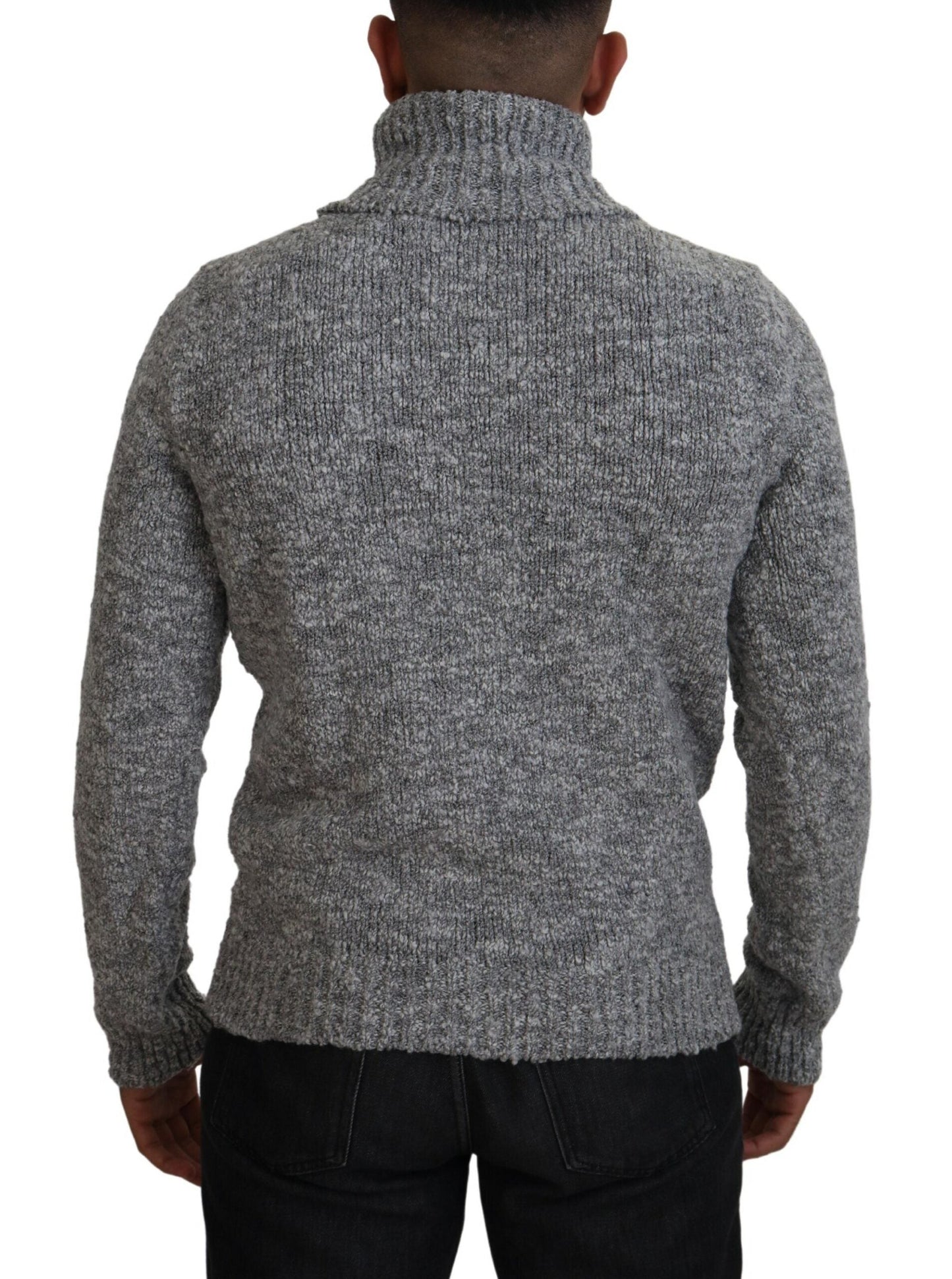 Dolce & Gabbana Gray Wool Knit Turtleneck Pullover Men's Sweater