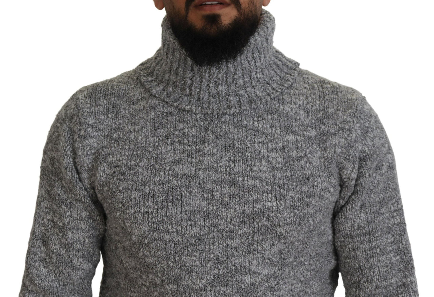 Dolce & Gabbana Gray Wool Knit Turtleneck Pullover Men's Sweater