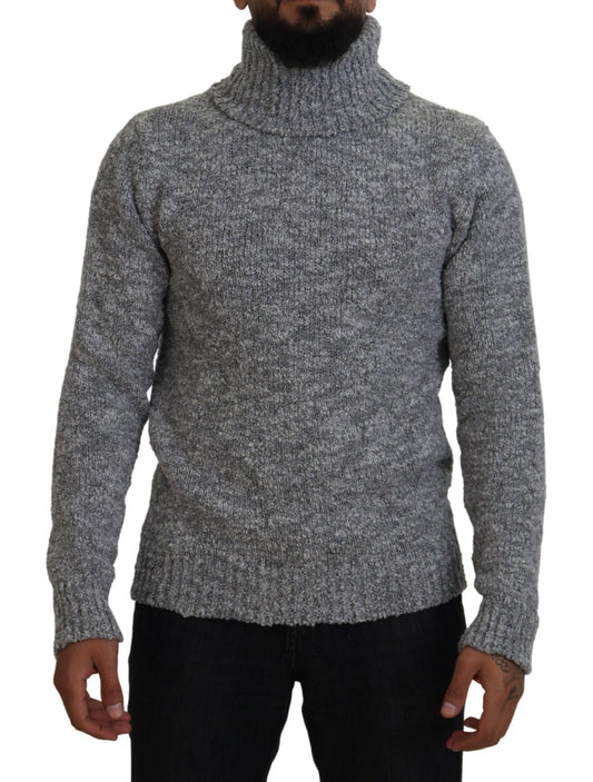 Dolce & Gabbana Gray Wool Knit Turtleneck Pullover Men's Sweater