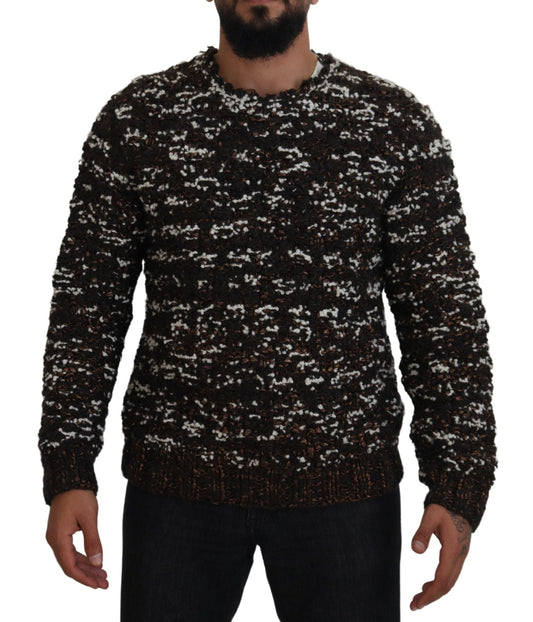 Dolce & Gabbana Brown Knitted Wool Fatto A Mano Men's Sweater