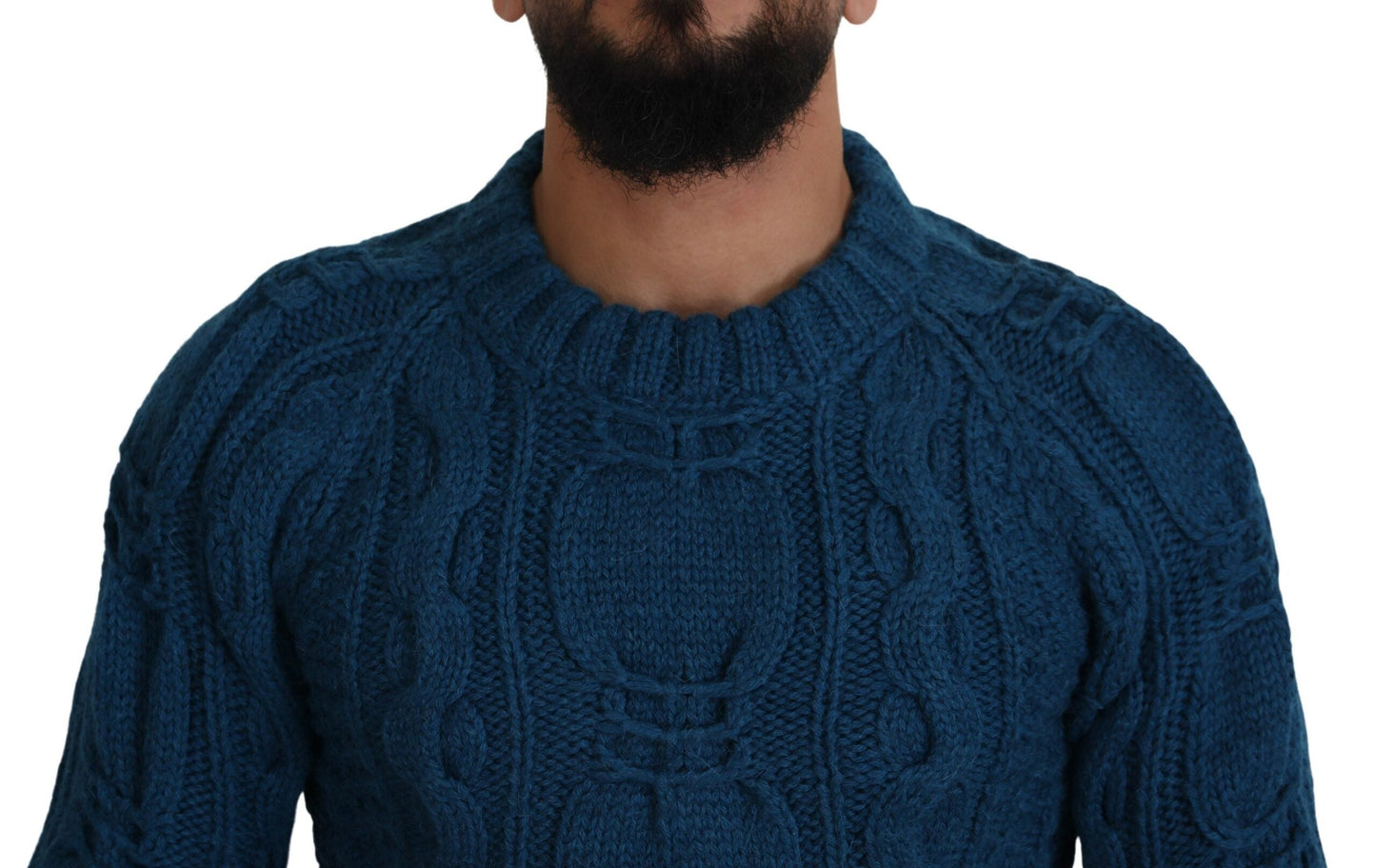 Dolce & Gabbana Blue Knitted Wool Alpaca Pullover Men's Sweater