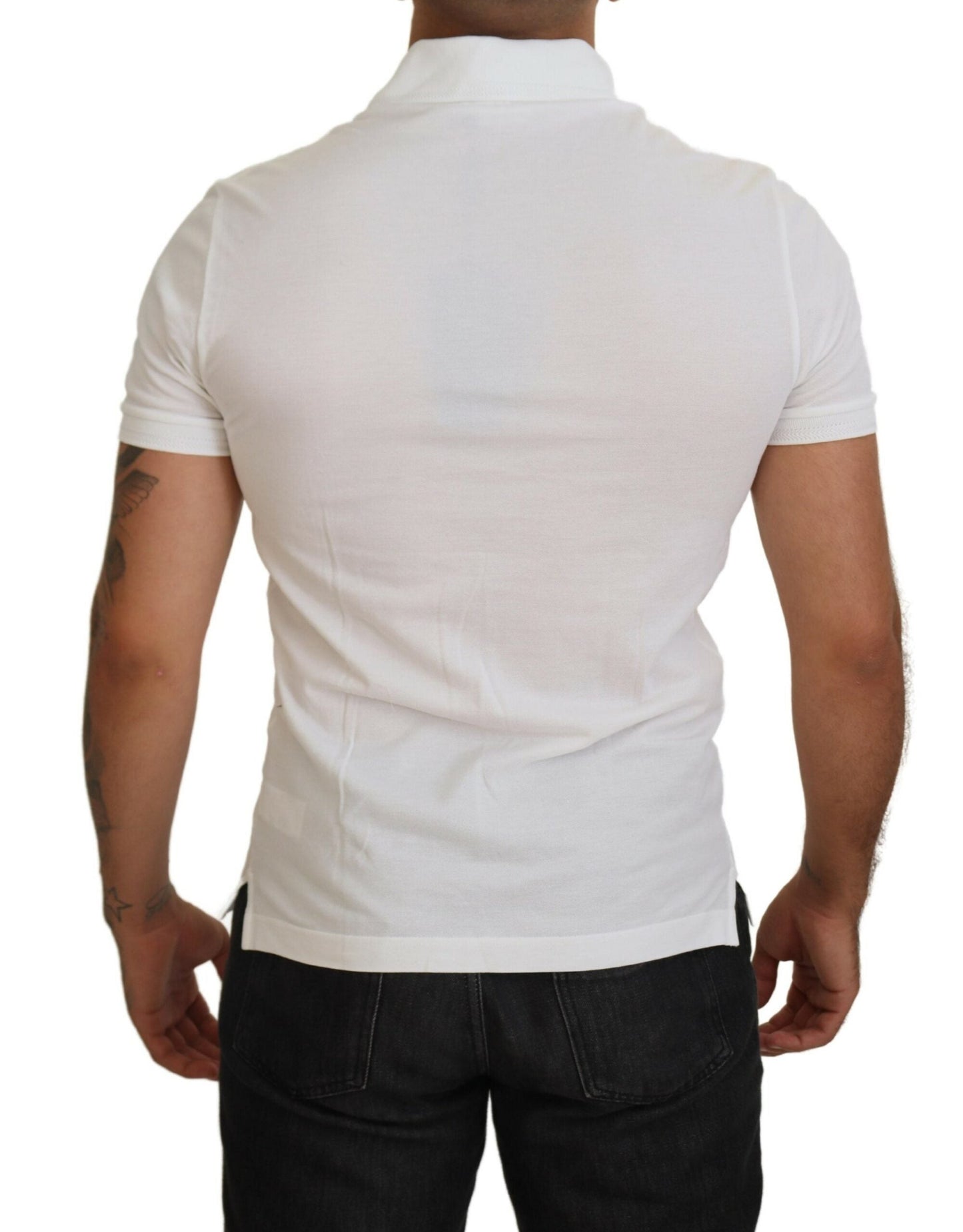 Dolce & Gabbana White Cotton Logo Short Sleeve Polo Men's T-shirt