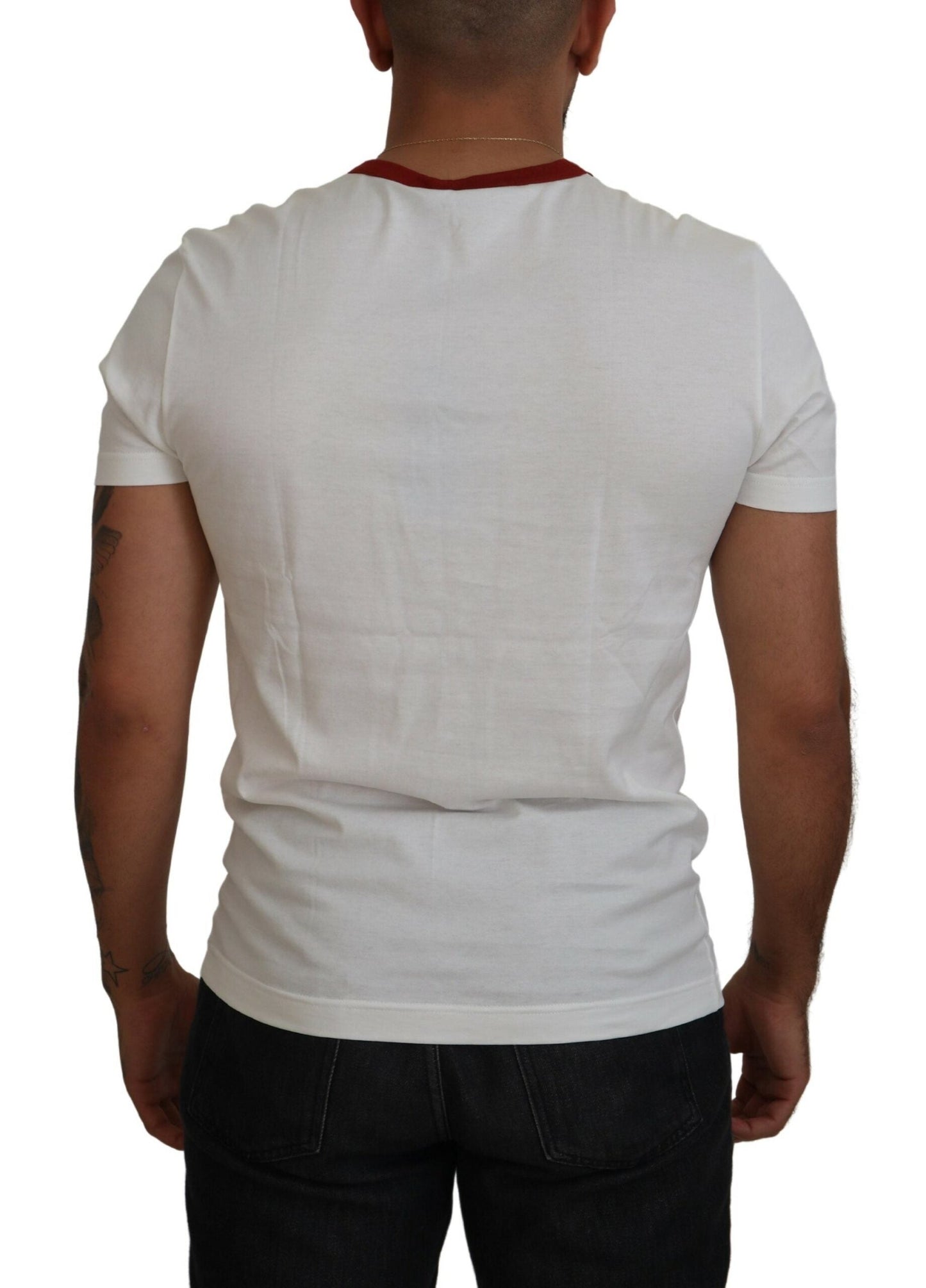 Dolce & Gabbana Cotton White Logo Print Crewneck Men's T-shirt