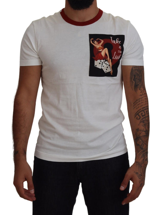Dolce & Gabbana Cotton White Logo Print Crewneck Men's T-shirt