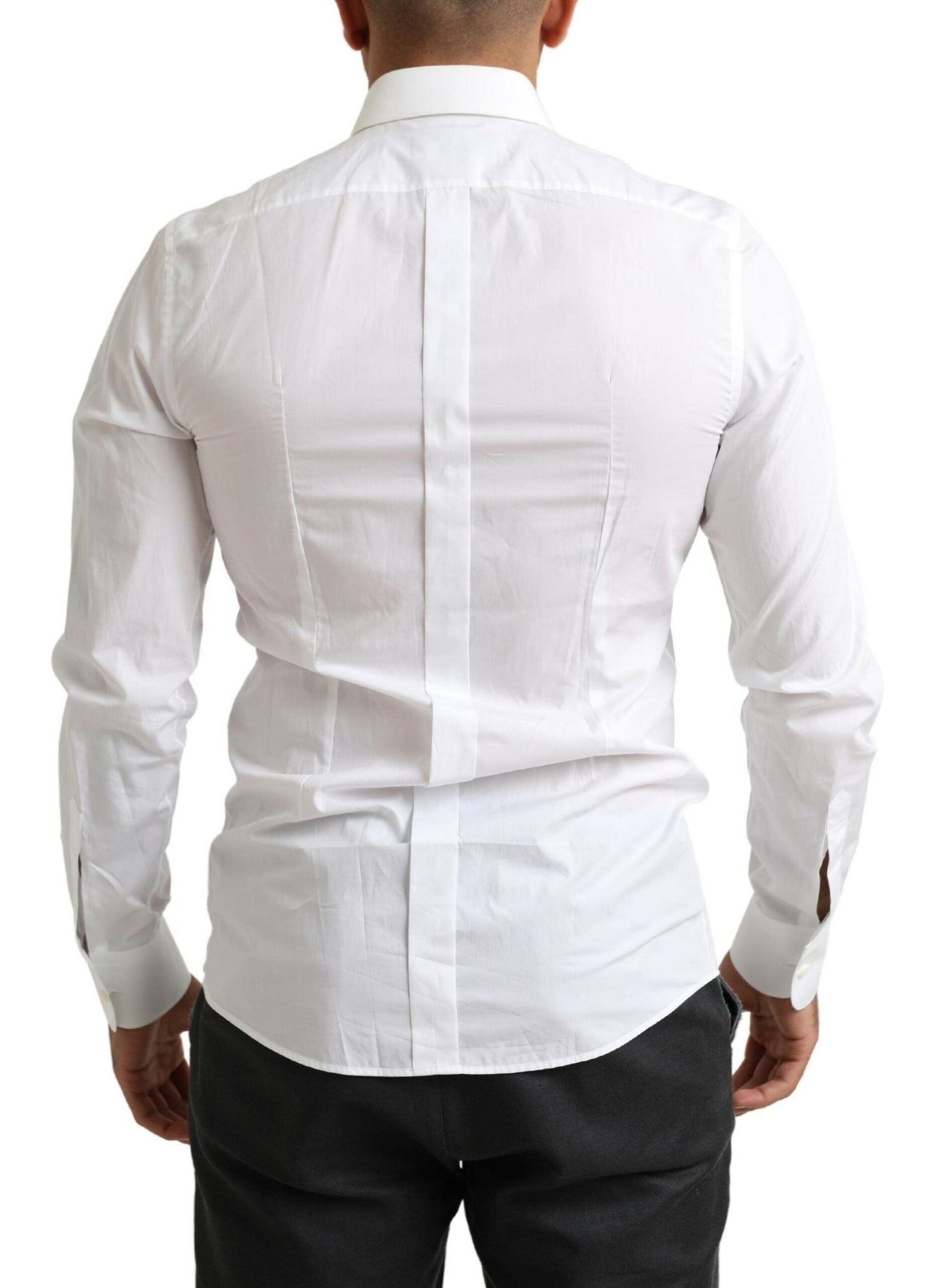 Dolce & Gabbana White Tuxedo Slim Fit Baroque Men's Shirt