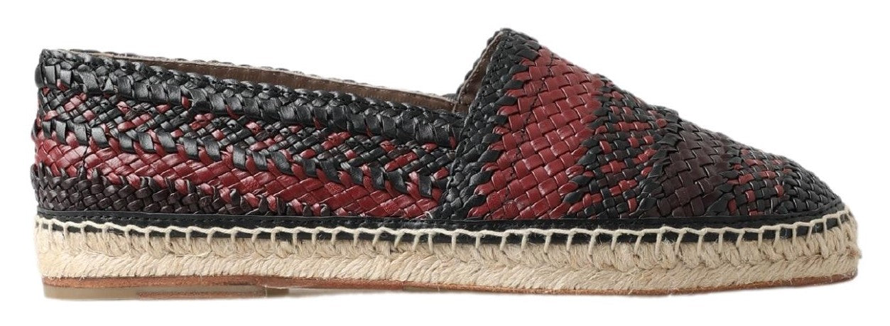 Dolce & Gabbana Black Bordeaux Buffalo Leather Espadrille Men's Shoes