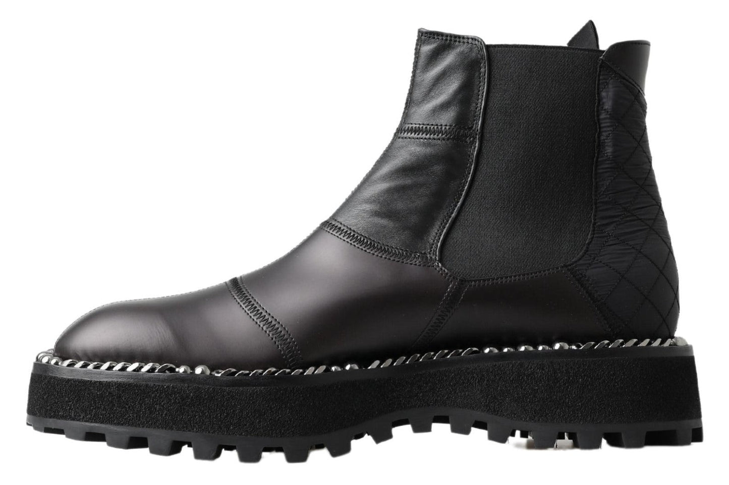 Dolce & Gabbana Black Leather Slip on Stretch Men's Boots