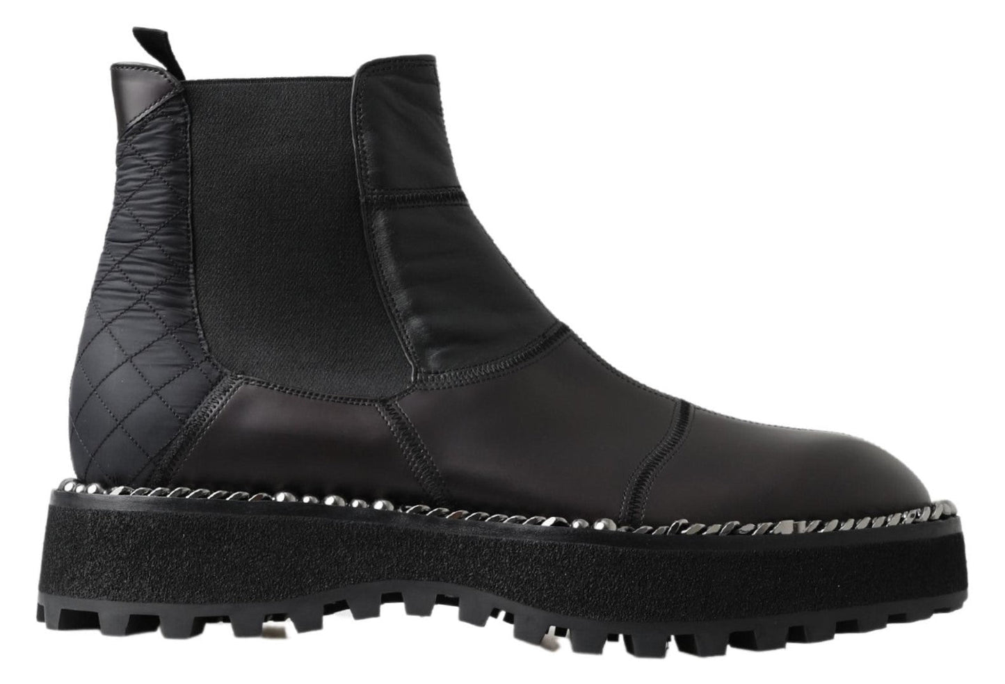 Dolce & Gabbana Black Leather Slip on Stretch Men's Boots