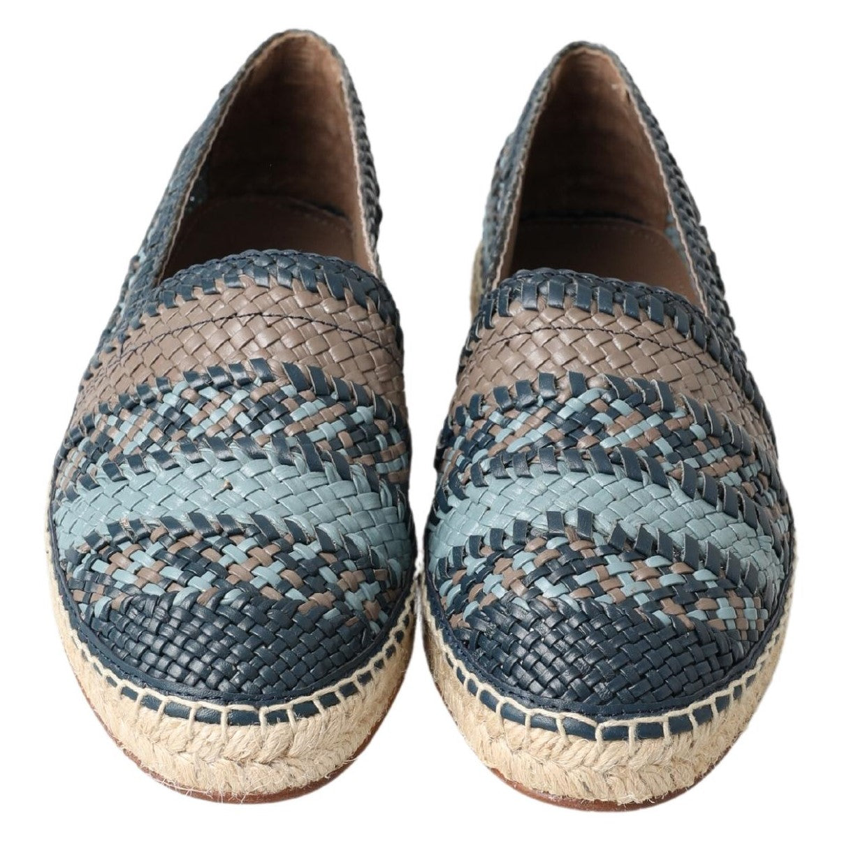 Dolce & Gabbana Blue Gray Leather Buffalo Espadrille Men's Shoes