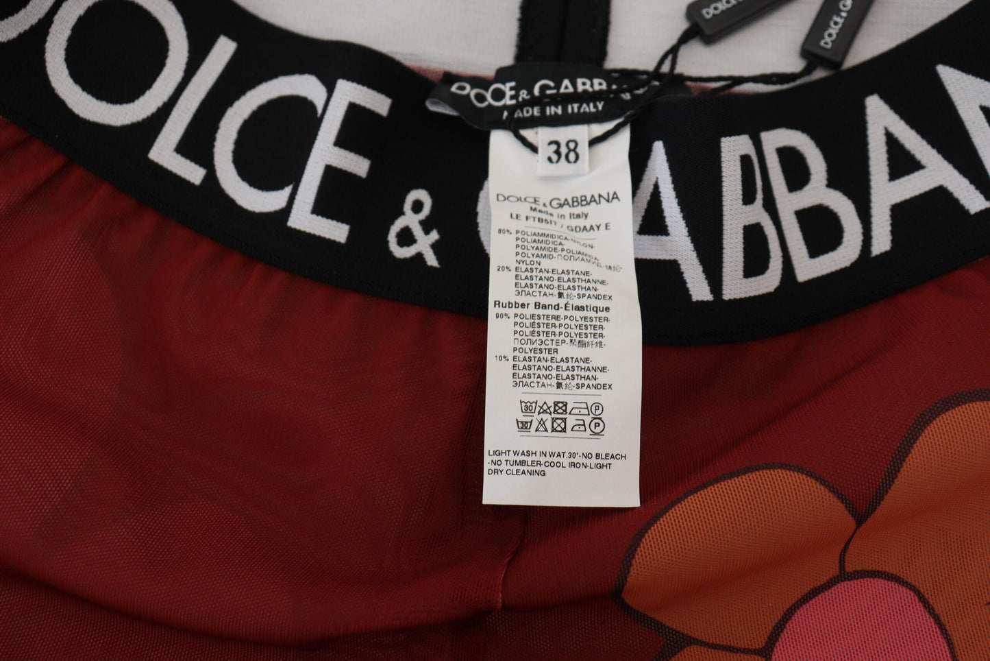 Dolce & Gabbana Red Floral Leggings Stretch Waist Women's Pants