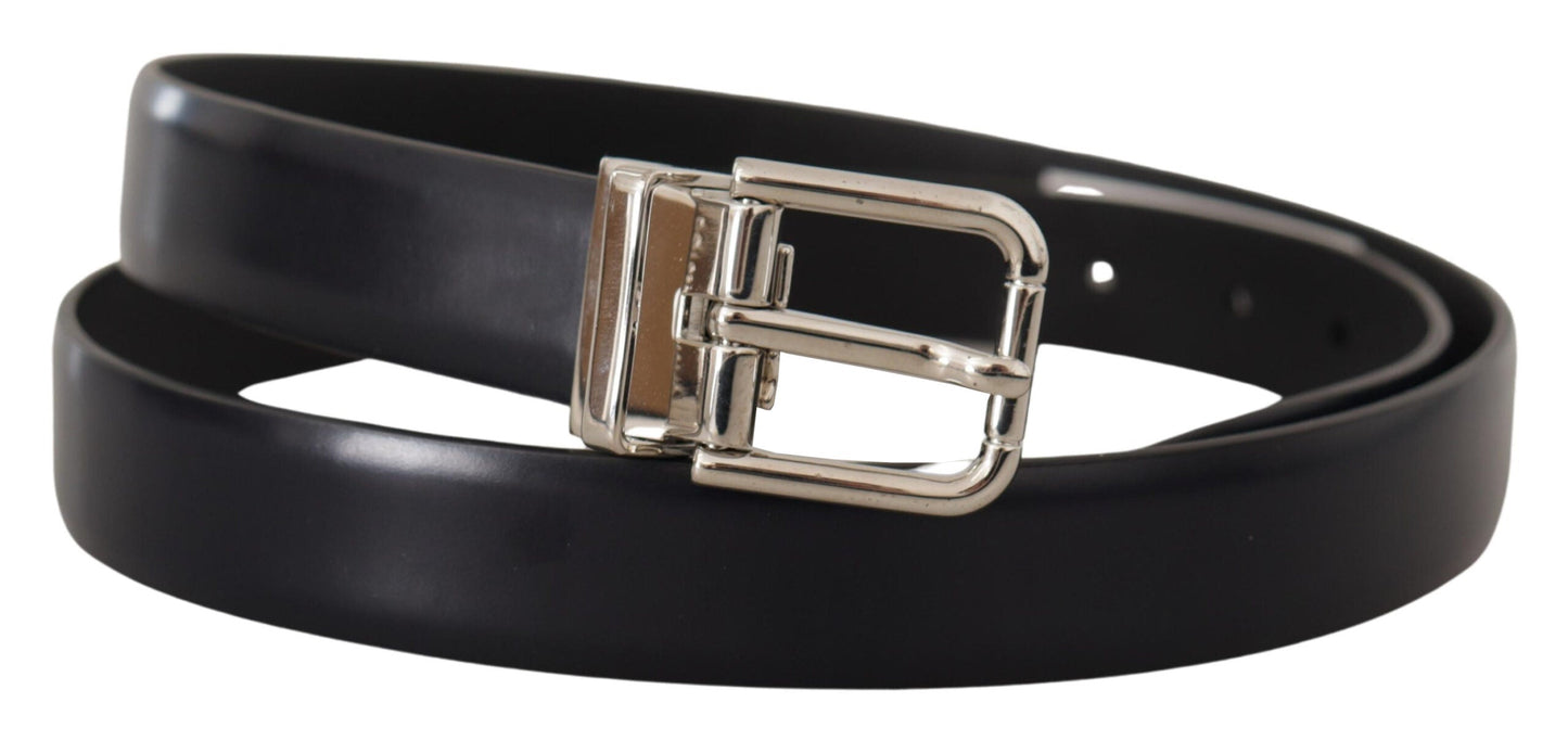 Dolce & Gabbana Black Calf Leather Classic Logo Metal Buckle Men's Belt