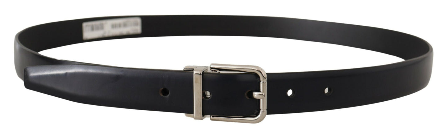 Dolce & Gabbana Black Calf Leather Classic Logo Metal Buckle Men's Belt