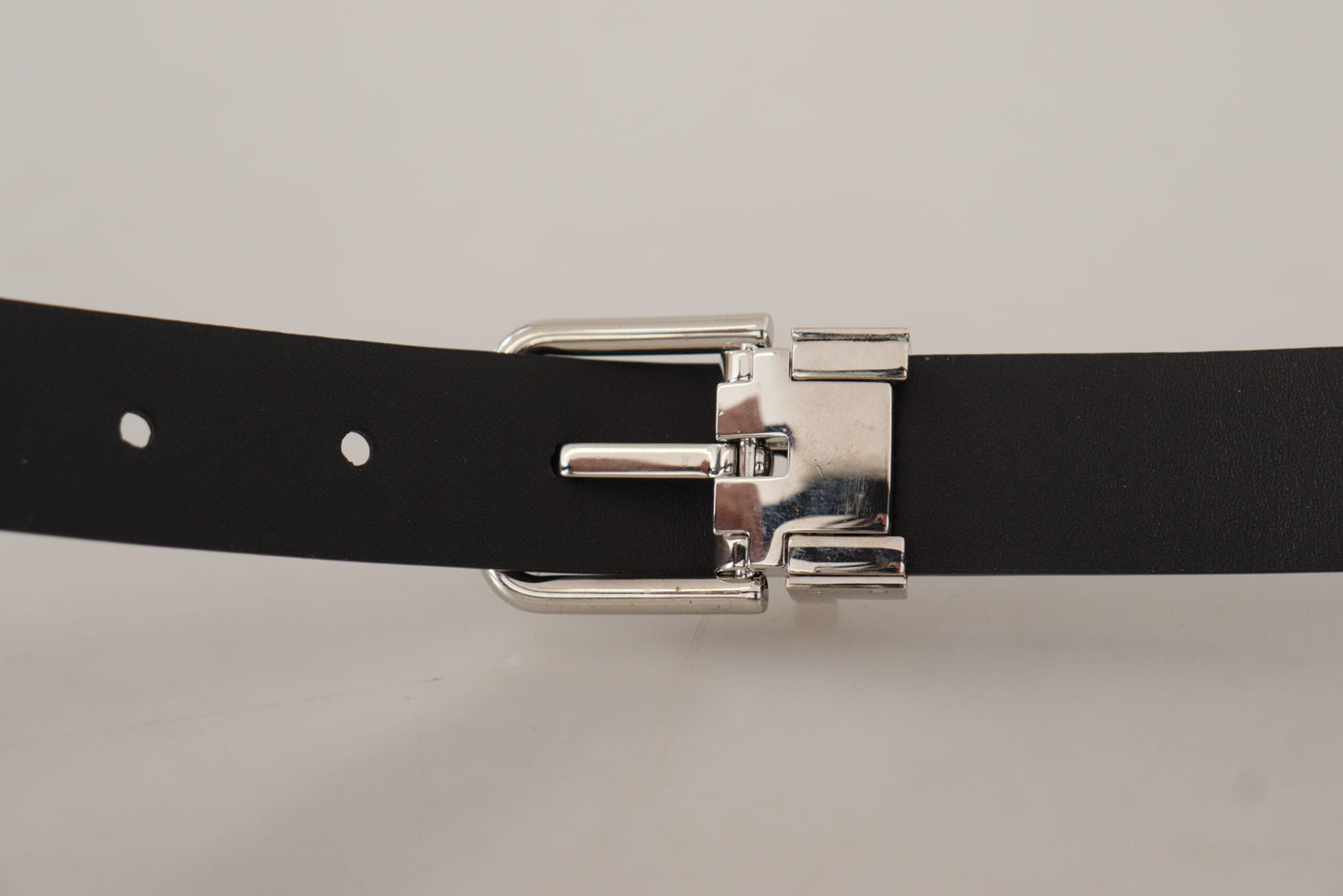Dolce & Gabbana Black Calf Leather Classic Logo Metal Buckle Men's Belt