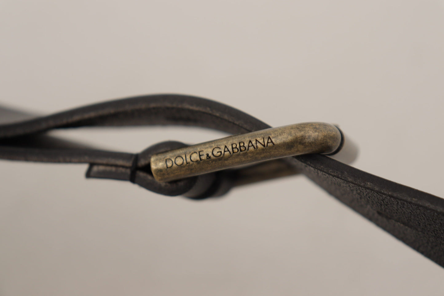 Dolce & Gabbana Black Calf Leather Logo Brass Metal Buckle Men's Belt