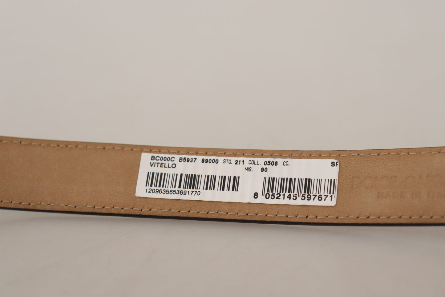 Dolce & Gabbana Black Calf Leather Logo Engraved Metal Buckle Men's Belt